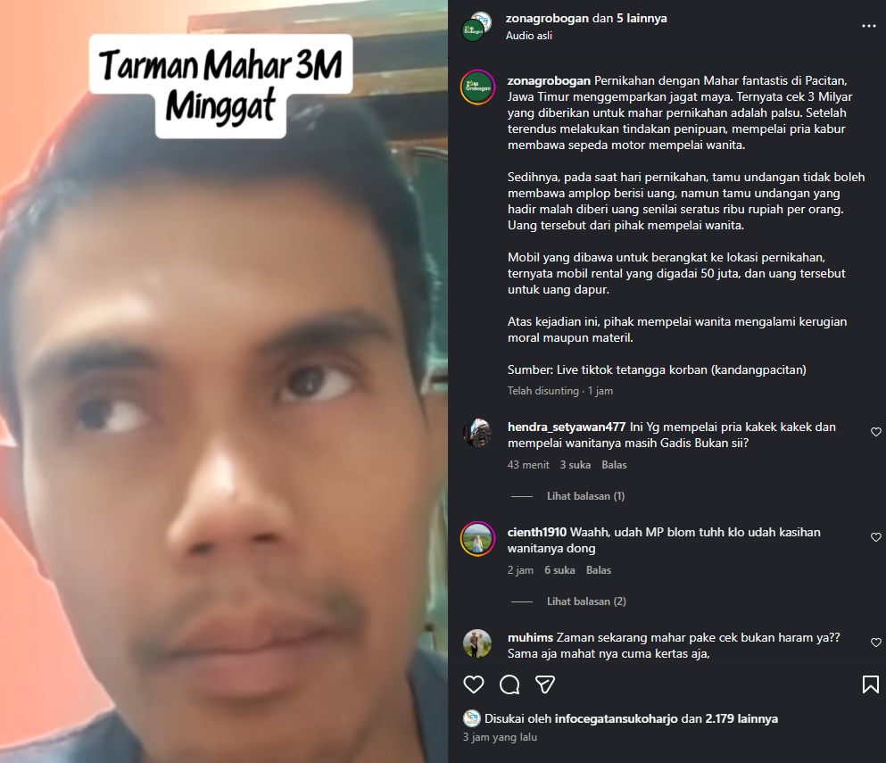 Tetangga pengantin wanita ceritakan kronologi pengantin pria menipu di Pacitan.